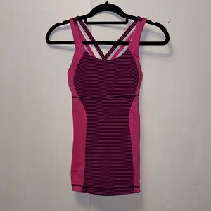 Lululemon Athletica Pink and Black Striped Top